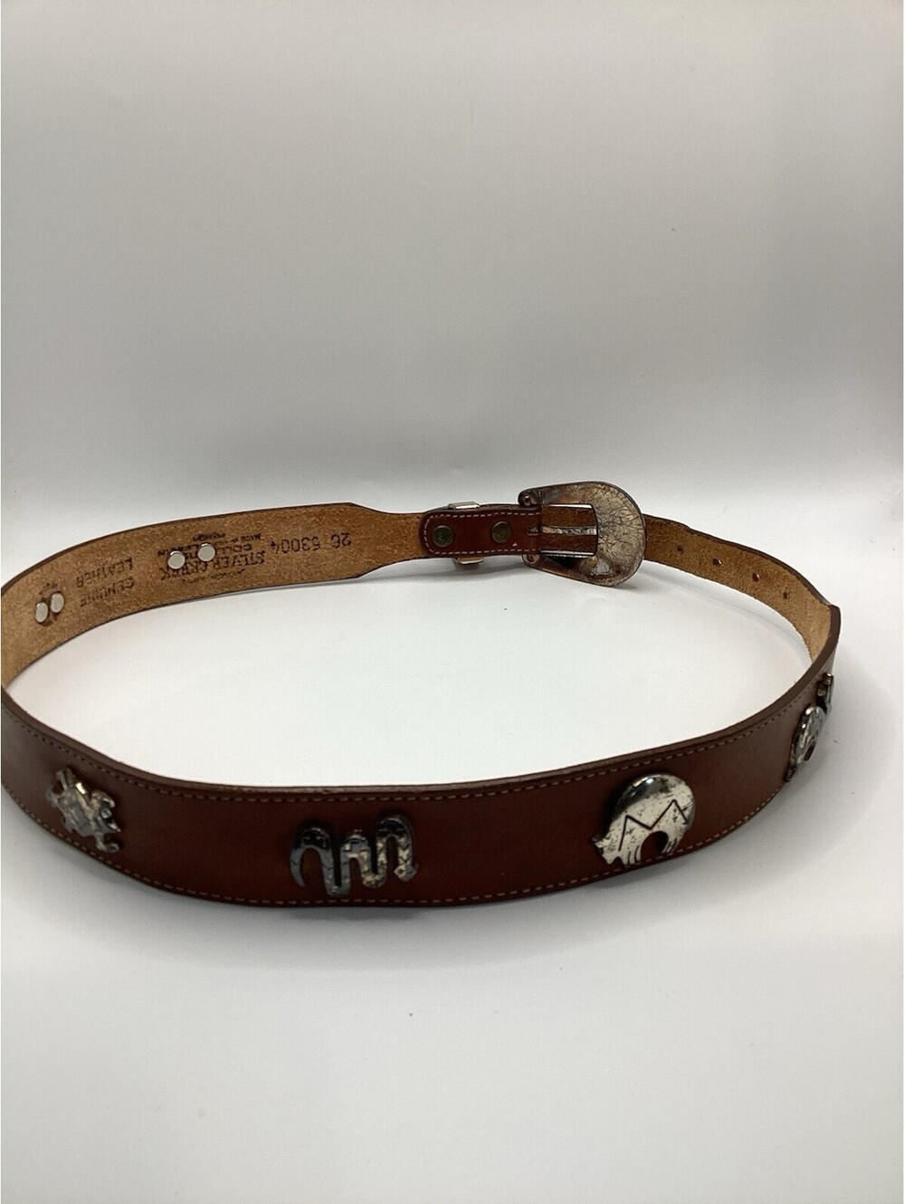 Appaloosa Leather Goods Durango Brown Leather Concho Animal Belt Sz 26 Handmade